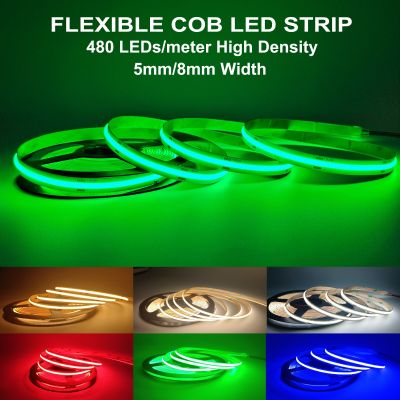 Flexible COB LED Strip Light 480LEDs/M High Density LED Lights Strip CRI90+ 24V 12V Linear Led Tape Lamp for Garden Room Decor