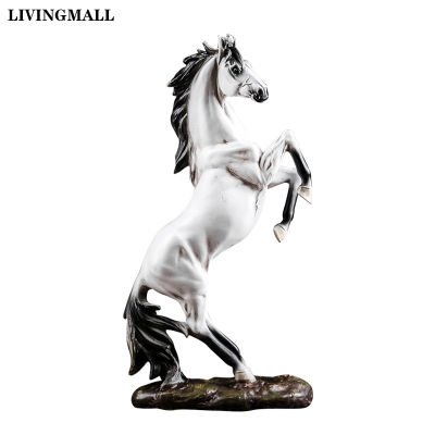 Livingmall เรซิ่นรูปปั้นม้า Morden Art Animal Figurines สำนักงานอุปกรณ์ตกแต่งบ้าน Horse Sculpture