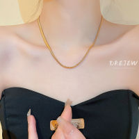 สร้อยคอสร้อยห่วงโซ่ลายกระดกงูไทเทเนียมวัสดุยุโรปและอเมริกา DREJEW 18K