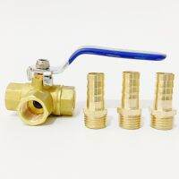 1/4 BSP Female Thread To 4 6 8 10 12 14 16mm Hose Barb OD L-Port 3 Way Brass Ball Valve Connector Adapter with Handle