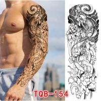 Black Totem Full Arm Waterproof Temporary Tattoos for Men Women Adult Tattoo Stickers Black Fake Tattoo Wolf Body Makeup