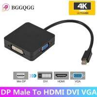 BGGQGG 3 in 1 Thunderbolt 4K Mini Display Port Dock Converter MINI DP Male To HDMI-compatible DVI VGA Female Adapter Converter Adapters