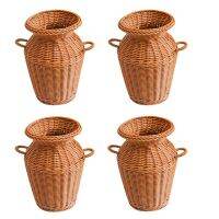 4X Imitation Rattan Woven Vase Art Vase Tabletop Decoration Plants Flower Pot Faddish Flower Rattan Crafts