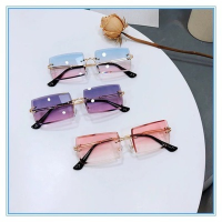 HotSmall สี่เหลี่ยมผืนผ้าตกปลาแว่นตากันแดดฤดูร้อน UV400แว่นตาอินเทรนด์ผู้หญิง Rimless ตกปลาขี่จักรยาน R Sun Glasses