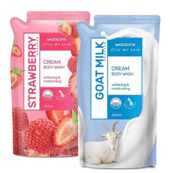 Watsons Body Wash Cream Bath Refill 900ml Strawberry / Goat Milk