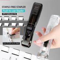 2in1 Mini Staples Pusher Portable Staple-free Stapler/Stapleless Stapler/ Metal Clip Exam Paper Fixed School Office Supplies 【AUG】