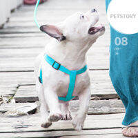 (size M/L) PETSTORY สายจูงสุนัข สายจูงแมว สายจูงเชือกไนล่อน เซ็ท 2 ชิ้น เสื้อพยุงอก สายจูง รุ่นแข็งแรงพิเศษ (สีดำ/ฟ้า/ส้ม)