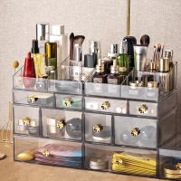 Clear Drawer Storage Box Makeup Organizer Cosmetic Storage Box Plastic Stationery Storage Display Cases Drawer Can Overlap Case