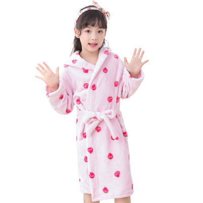 Childrens Flannel Sleepwear Winter Boys and Girls Cartoon Style Vegetable and Fruit Animal Nightgown