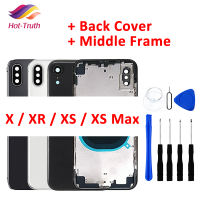 Back Housing For iPhone X XR Xs Max SE Cover+Middle Chassis Frame +SIM Tray+Side Key Parts Housing Case+Tools