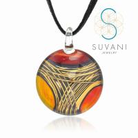 Suvani Jewelry - จี้แก้วเป่าทรงกลม งานแฮนเมดที่ทำจากแก้ว พร้อมสร้อยคอยาว 18-20 นิ้ว