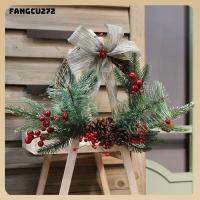 หรีดคริสต์มาสโฟมตกแต่งหัว FANGCU272 2022ประตูโคนลูกสนผลไม้สีแดงเถาพวงมาลัยใบไม้