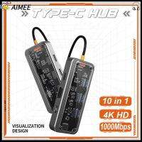 AIMEE 10 in 1 ตัวขยาย3.0ยูเอสบี Pd ชาร์จไฟ ฮับยูเอสบี รองรับ4K HDMI แท่นวาง Type-C อะแดปเตอร์อีเทอร์เน็ต