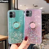 เคสโทรศัพท์ Redmi A2 A1 ฝา แวววาวเคสมีแหวนกากเพชรนิ่มโปร่งใสขาตั้งสำหรับ Mi Redmi A2 A1 เคส รูปดาวพระจันทร์เด็กผู้หญิง