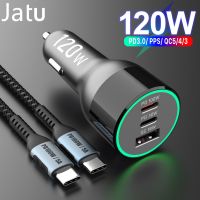 พอร์ต USB C Car Charger 120W, QC5 PD 100W PPS 45W 30W QC3.0 18W สำหรับ Xiaomi Lenovo Type-C แล็ปท็อป Macbook Iphone 13 Samsung S20