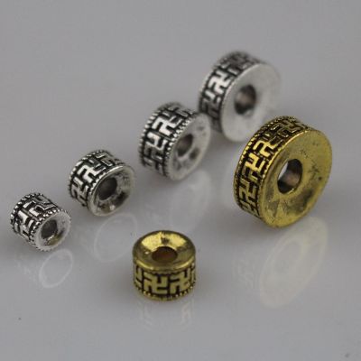 20pcs/Lot Tibetan Silver/Gold Color Metal Spacer Beads 6 8 10 12mm Buddha Prayer Wheel Beads DIY Jewelry Making Materials