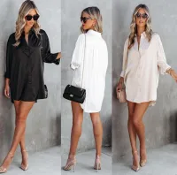 --D0512 The new 2023 Europe and the United States holiday beach blouse sexy satin shirt type is prevented bask in unlined upper garment bikini smock