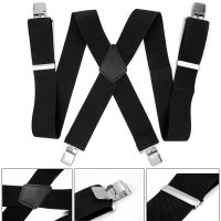 ยืดหยุ่นกางเกงกางเกงวงเล็บปรับผู้ชาย Gripper Clasps กางเกง Decor Braces ขยายสีดำแฟชั่น Suspenders คลิปหัวเข็มขัด-VXCB MALL