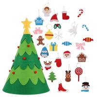 DIY Felt Christmas Tree 3D Lighted Felt Christmas Tree Set for Toddlers with Handmade Accessories and LED String Light Christmas New Year Decorations Gift for Party Suppliers and Children workable