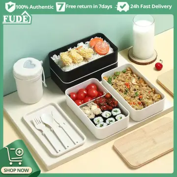 TUUTH Microwave Double Layer Lunch Box 1200ml Wooden Feeling Salad Bento  Box BPA Free Portable Container Box Workers Student