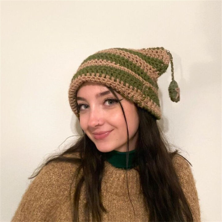 students-hat-knitted-hat-soft-winter-hat-cold-winter-presents-handmade-hat-stripe-pattern-hat-crochet-hat