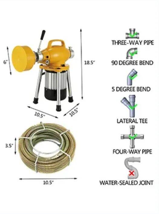 Pipe Drain Cleaning Machine 3/4"4" Sectional 400PRM With 66' X 2/3