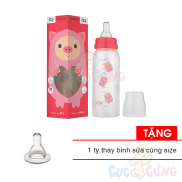 Combo 2 Bình sữa AGI Premium cổ thường 250ml Tặng 1 ty binh sua cùng size