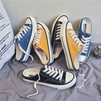 Summer ins half-thong canvas shoes mens slip-on cloth shoes lazy sneakers summer half-trail heelless slippers trendy men