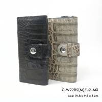 Prang Crocodile Leather Long Bi-fold Wallet กระเป๋าสตางค์สองพับยาว หนังจระเข้ C-W22BS(M)ลิ้น2-MX