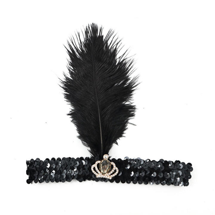 1920s-prom-feather-headpiece-halloween-feather-headband-bachelorette-party-hair-accessory-gemstone-black-hair-accessory-1920s-prom-feather-headpiece-crown-gemstone-elastic-hair-accessories-halloween-t