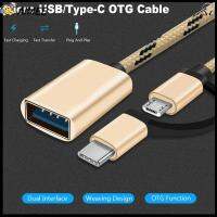 AIMEE ถักไนลอน แท็บเล็ตโทรศัพท์ สายข้อมูล สาย OTG อะแดปเตอร์2 in 1 ไมโคร USB/Type-C เป็น USB 3.0 ชายกับหญิง