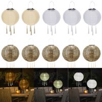 10 Inch Solar Lantern Retro Chinese Round Lanterns Outdoor Garden Decoration Landscape Lighting Festive LED Hanging Lantern