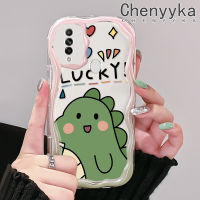 เคส Chenyyka สำหรับ OPPO A31 A8 2020เคสลายการ์ตูนไดโนเสาร์โชคดีดีไซน์ใหม่ขอบคลื่นเนื้อครีมเคสมือถือกันกระแทกแบบใสนุ่มโปร่งใสลายกล้องถ่ายรูปเรียบง่ายอ่อนโยนฝาครอบป้องกัน