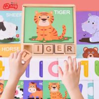 Kids English Learning Spelling Game Matching Card Wooden Puzzle Toy Preschool Learning Education Montessori Toys for Kids Flash Cards