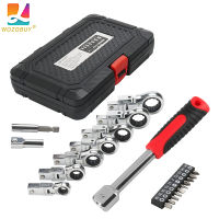 WOZOBUY Flex Head Ratchet Wrenches Set, Tool Gear Metric Large Torx Tool Set with Case Swivel Flat Wrench Sets ชุดไขควง-Kuosie