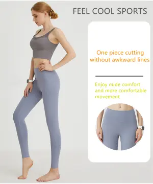 Traceless Naked Matte High Waist Hip Lifting Tight Fitness Pants