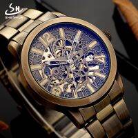 shenhua European and American style mens fashion casual bronze retro hollow mechanical automatic mechanical watch