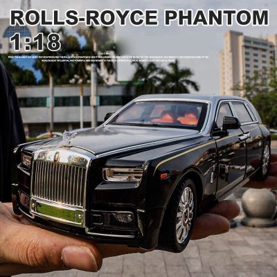 Large 1/18 Rolls-Royce Phantom Metal Model Car Star Roof Alloy Diecast Miniature Vehicle Sound &amp; Light Toy Car For Kids Gift