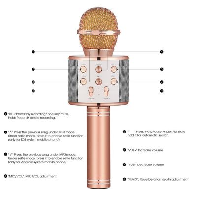 WS-858-1 Karaoke Handheld KTV USB  Playe Mic Record Music ไมโครโฟน