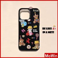 Mowin - เข้ากันได้สำหรับ เคสไอโฟน เคสไอโฟน11 สำหรับ iPhone 14 Pro max เคส iPhone สีดำเงาเคส TPU เคสนิ่ม เคสกันกระแทกป้องกันกล้องหมีตุ๊กตาเข้ากันได้สำหรับ iPhone 13 Pro max 12 Pro Max 11 Pro max xr xs 7Plus 7