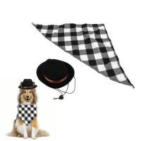 Pet Cowboy Costume Set Cool Dog Cowboy Hat and Scarf Adjustable with Scarf for Photography for Small Cats