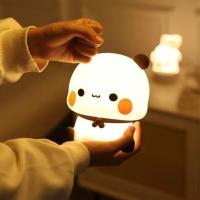 ❦ Bear Panda Led Night Light Lamp Bubu And Dudu Cute Animal Cartoon Nightlight for Kids Bedside Bedroom Living Room Decorative