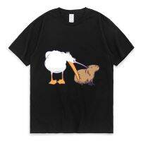 #ถูกสุด Pelican พยายามกิน Capybara ตลกน่ารักT เสื้อผู้ชายผู้หญิง KawaiiGraphic ขนาดใหญ่สั้นแขนเสื้อTeeShirt เสื้อยืดสีดำ