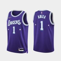 NBA Los Angeles embroidered purple jersey No. 1 City Retro tram Platinum version of the basketball uniform for mens 75th anniversary of the new season