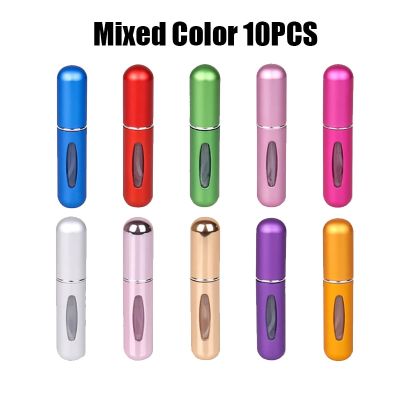 10 PCS Mini 5ml Portable Mini Refillable Perfume Bottle with Spray Pump Empty Cosmetic Container Atomizer Random Color 19 Colors Adhesives Tape