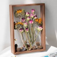 New 3D Flower Frame Transparent Bouquet Dry Flower Wood Frame Display Box Wall Mount Flower Specimen Storage Frame Home Decor