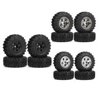 1.0Inch Beadlock Wheel Rims Tires Set for 1/24 RC Crawler Axial SCX24 Deadbolt