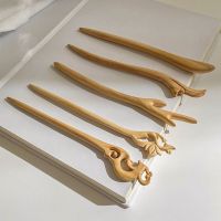 【CW】 Handmade Peach Hairpin Wood Vintage Chinese Style Hanfu Hair Stick Women Fork Chopsticks Woman Clip Jewelry