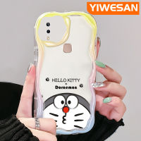 YIWESAN เคสสำหรับ VIVO Y85 V9 V9เยาวชน V9โปร Y85A Z1i Z3x แฟชั่นการ์ตูนอินเทรนด์แบรนด์โดราเอมอนเคสโทรศัพท์โปร่งใสซิลิโคนหนาป้องกันการหล่นที่มีสีสันคลื่นเนื้อครีมกรอบใส