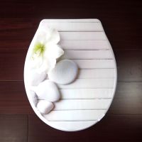 2019 toilet lid cover high quality fashion Lotus and stone toilet seat cover set hot selling fashion bathroom PP toilet seat